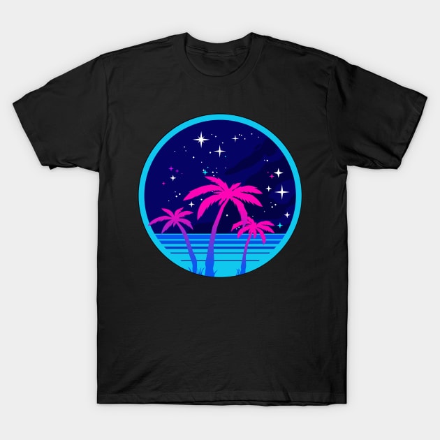 Synth Island Vaporwave Palms T-Shirt by forge22